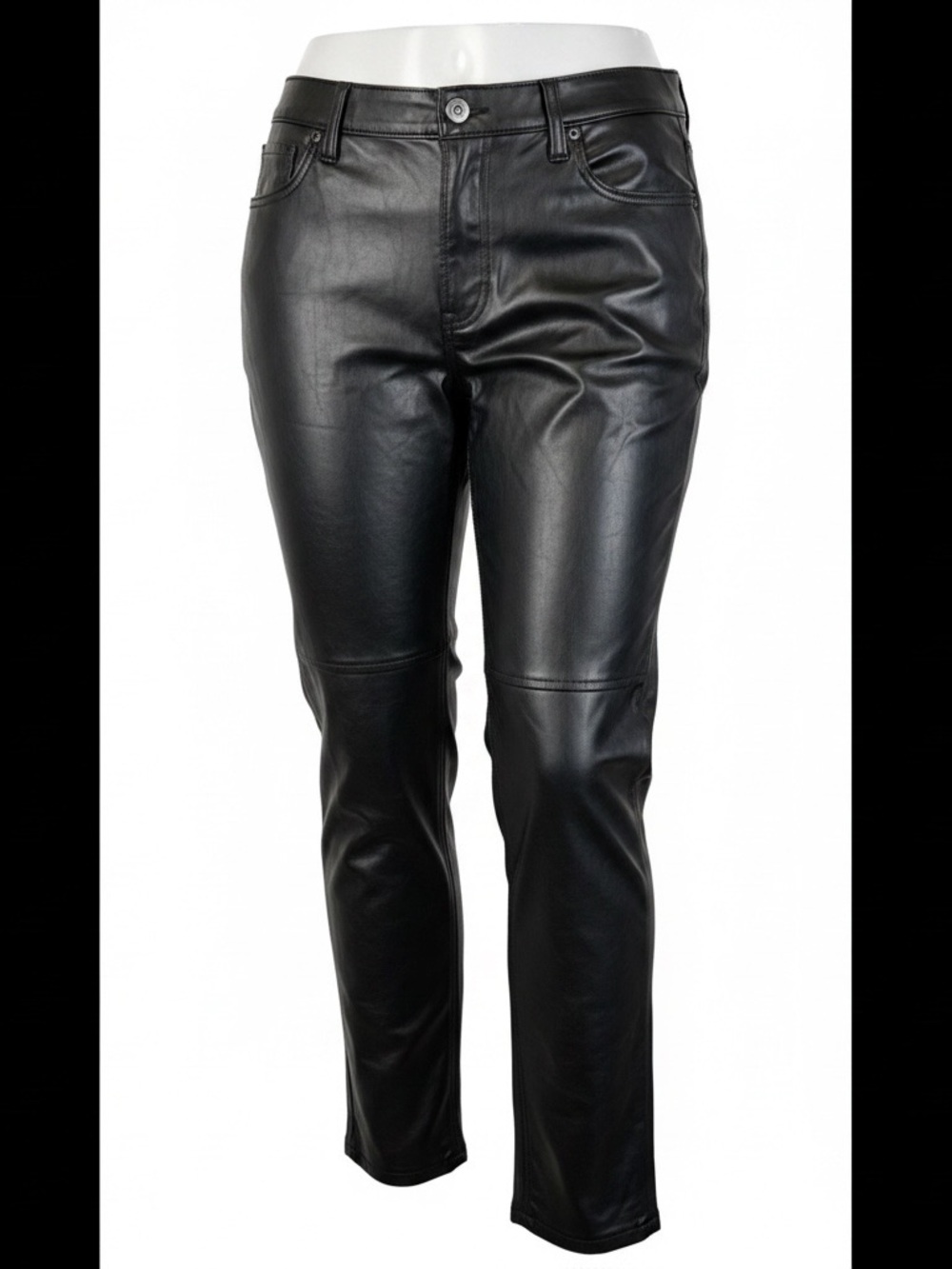 GAP Women’s Cheeky Straight High Rise Faux Leather Pants Black Size 16R NWT